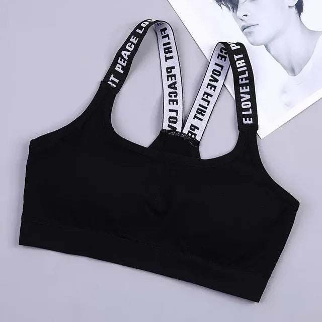 Vibes Sports Bra- Love, Peace, and Flirt