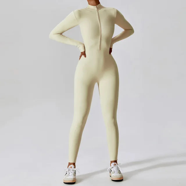 Long Sleeved Women's Sportswear-Zipper Jumpsuits