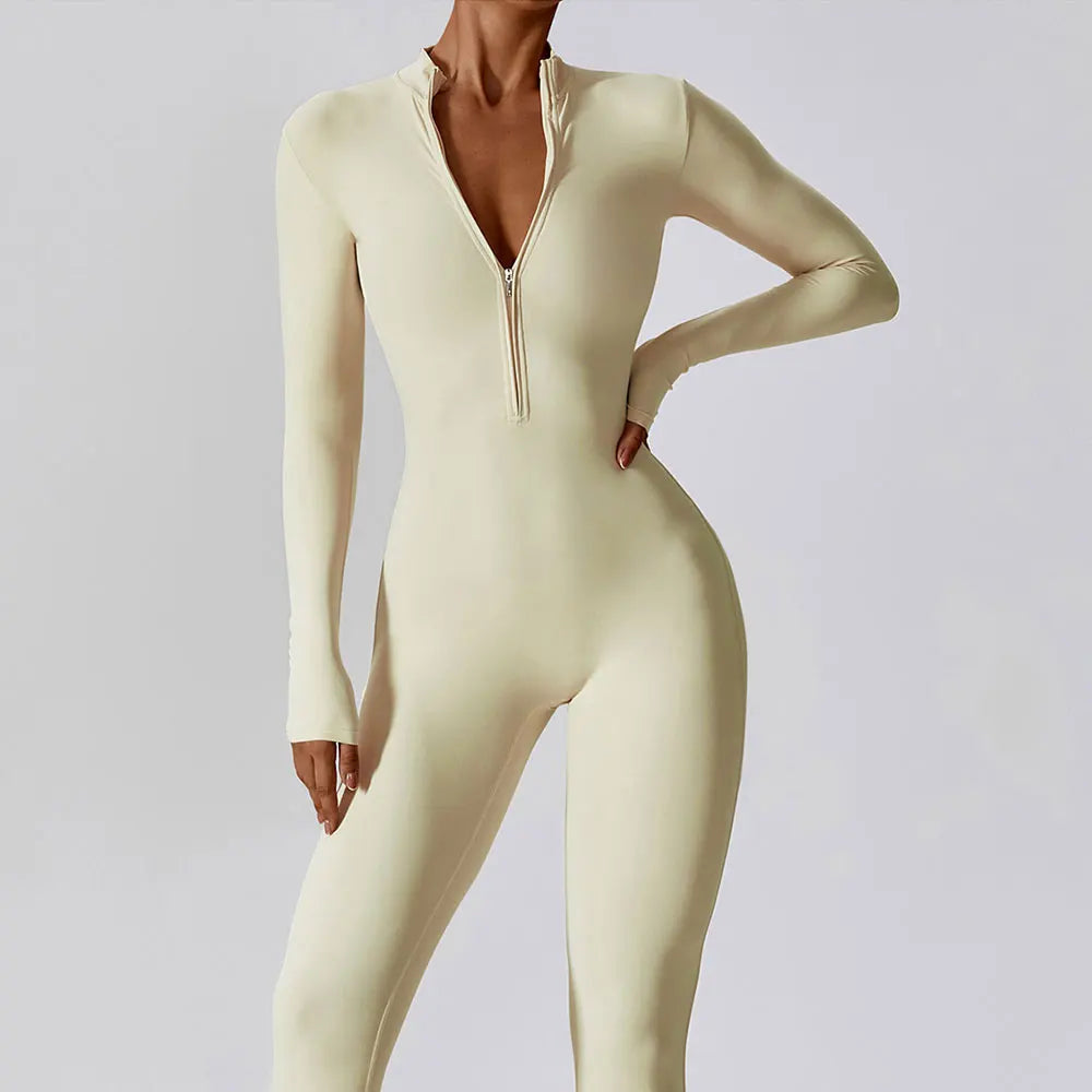 Long Sleeved Women's Sportswear-Zipper Jumpsuits