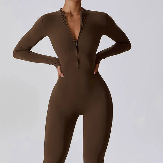 Long Sleeved Women's Sportswear-Zipper Jumpsuits