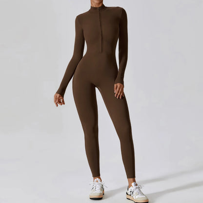 Long Sleeved Women's Sportswear-Zipper Jumpsuits